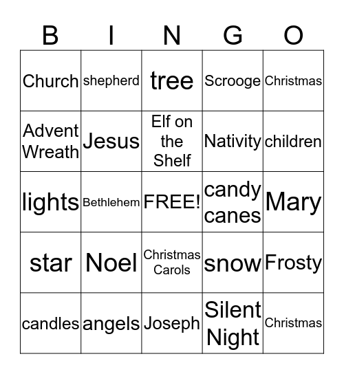 Christmas Light Bingo Card