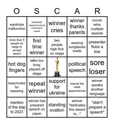 Academy Awards 2023 Bingo Card