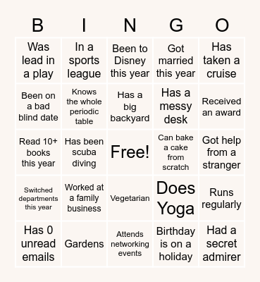 Get to Know Bingo Card