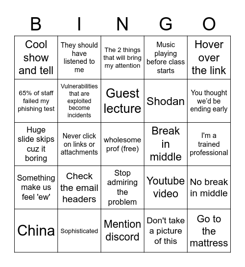 Gary Bingo Card
