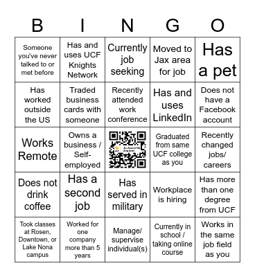 National Networking Knight BINGO Card