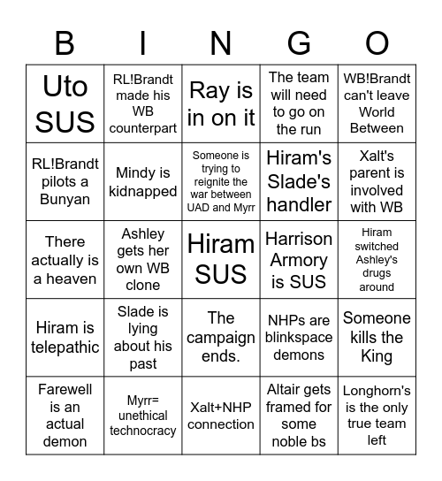 Legends of the Arena BINGO Card