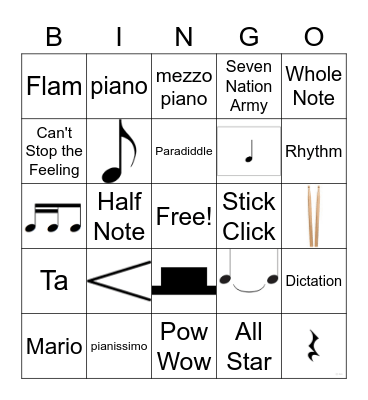 Drumming Bingo Card