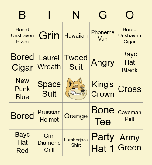 Doge Club Bingo Card