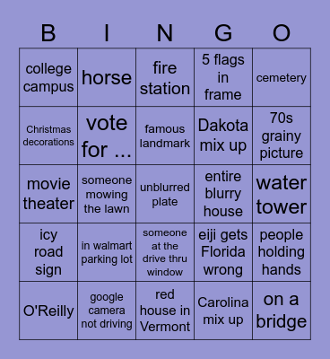 Geogussr Bingo Card