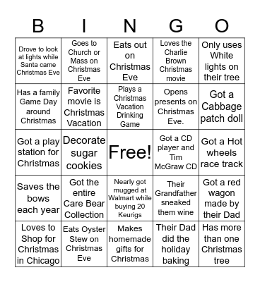 NLFHC Holiday Trivia Bingo Card