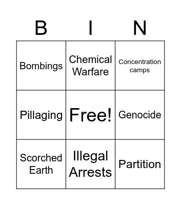Br Atrocity Bingo Card