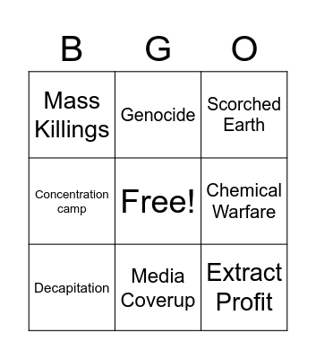 Br Atrocity Bingo Card