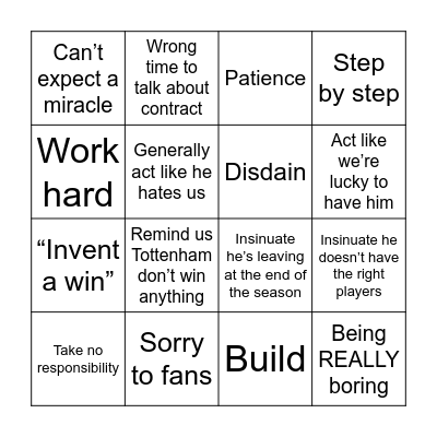 Conte Press Conference Bingo Card