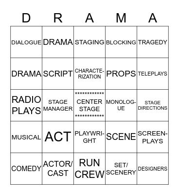 THEATRE BINGO Card