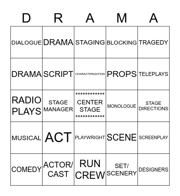 THEATRE BINGO Card