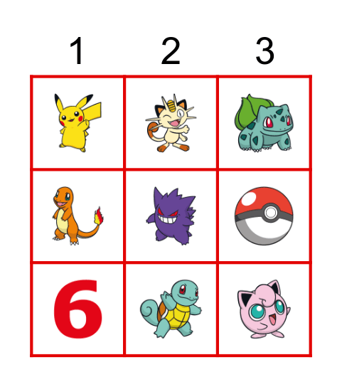 Pokemon Bingo Card