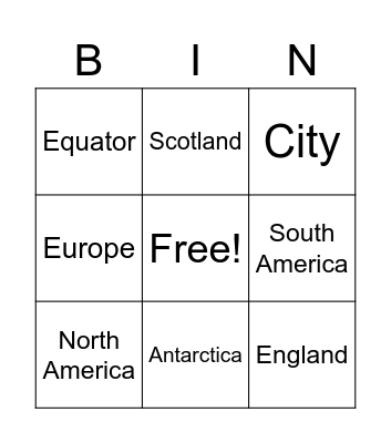 Geography Bingo Card