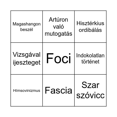 Anatómia Bingo Card