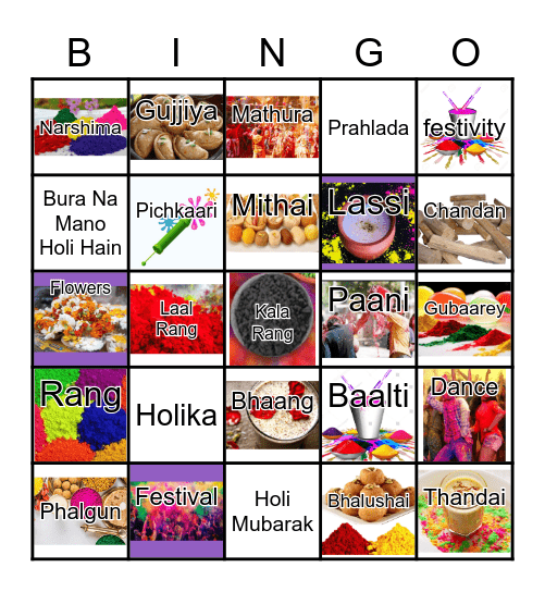 Rangeelo- Holi Bingo Card