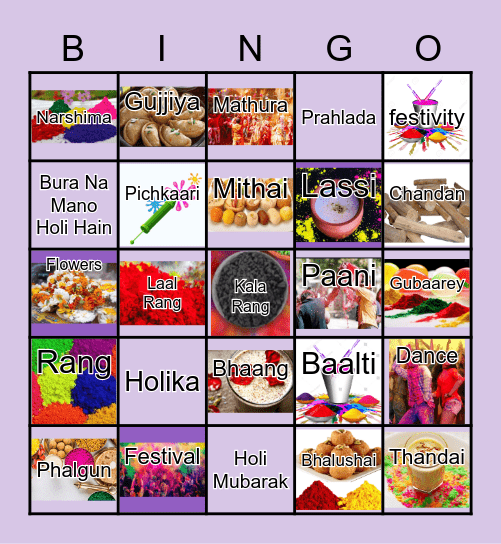 Rangeelo- Holi Bingo Card