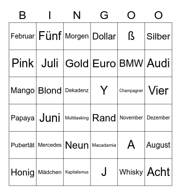 Artikel-Bingo Card