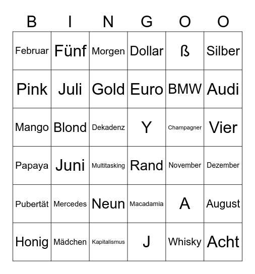 Artikel-Bingo Card