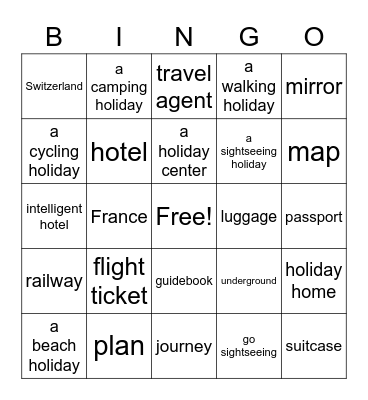 UNIT 9 - TRAVELLING - KET 2 Bingo Card