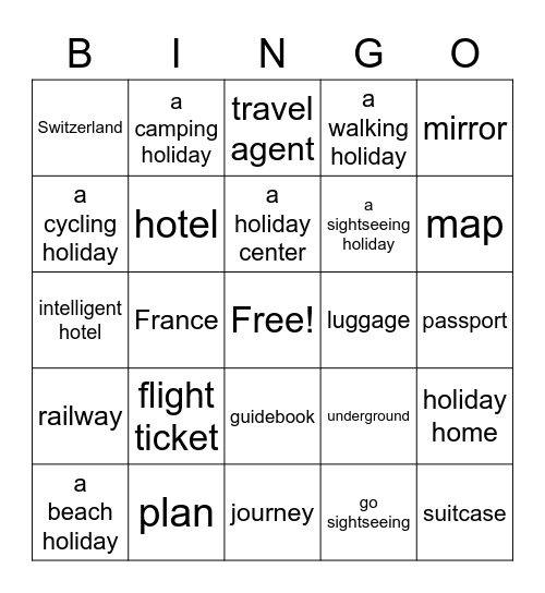 UNIT 9 - TRAVELLING - KET 2 Bingo Card