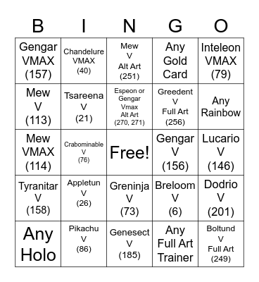 Fusion Strike Bingo Card