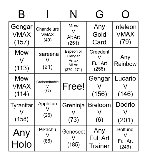 Fusion Strike Bingo Card