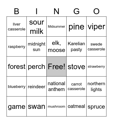 Finland bingo Card