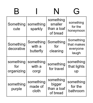 Something old something new something… Bingo Card