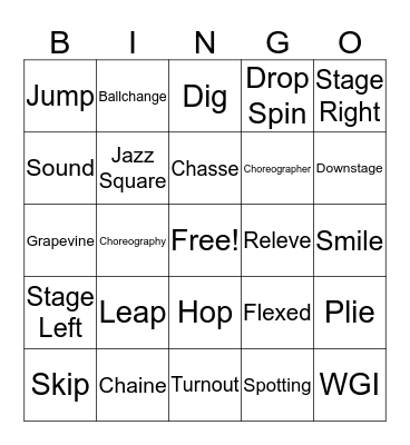 Color Guard Bingo Card