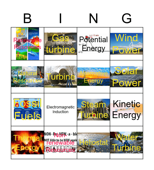 Natural Resources and Energy Bingo Card