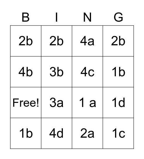 Lesson 10 Eureka Bingo Card