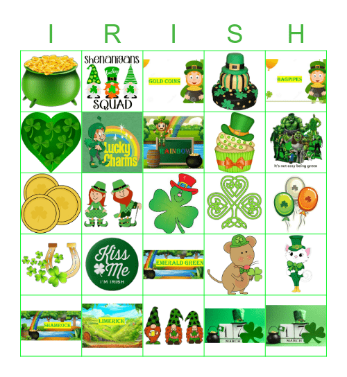 Happy St. Patricks Day Bingo Card