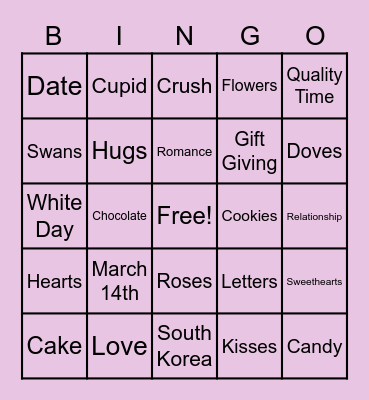 White Day Bingo Card