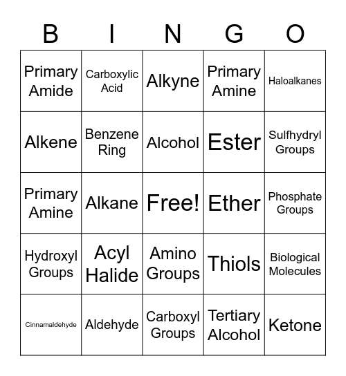 Functional Groups!!! Bingo Card