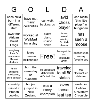 MJF STAFF TRIP Bingo Card