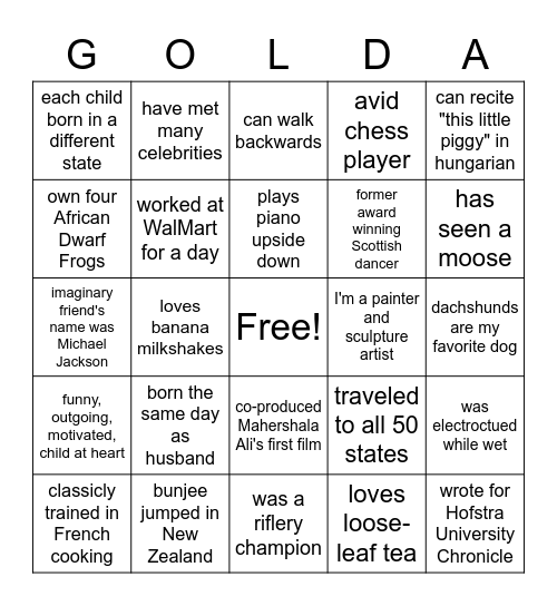 MJF STAFF TRIP Bingo Card