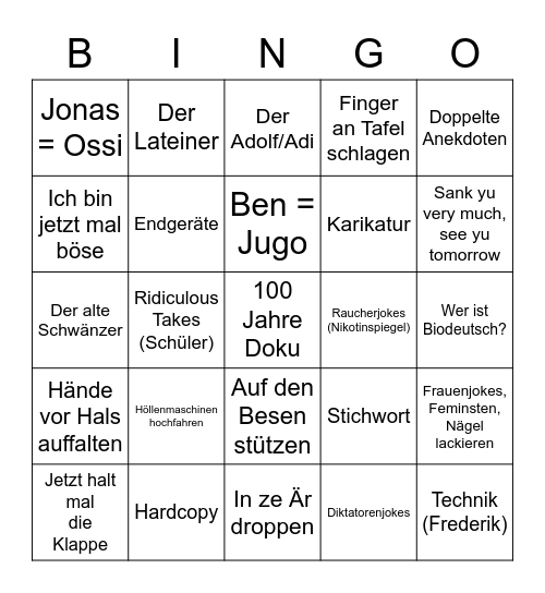 Geschi-LK Bingo! Bingo Card