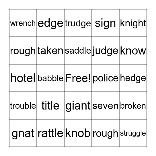 Lesson 15 Phonics Bingo!  Bingo Card