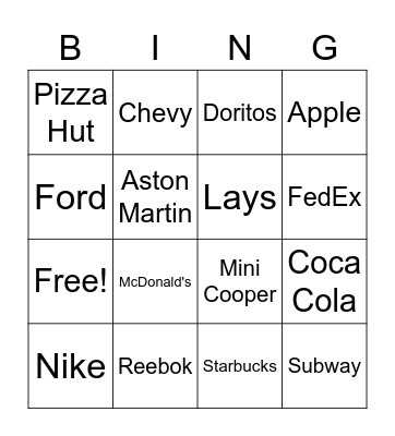 Product Bingo Card