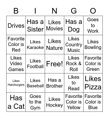 Getting to Know You Bingo Card