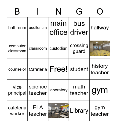 School People and Places Bingo Card