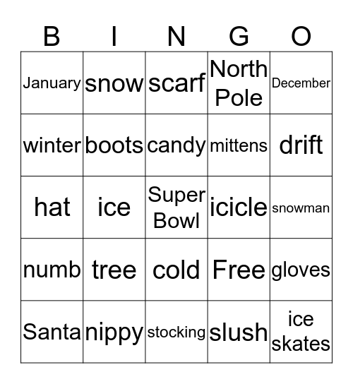 Winter Bingo Card