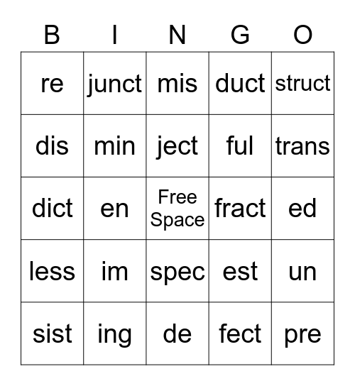 Bonus Unit Bingo Card