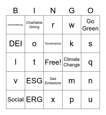 Earth Day Bingo Card