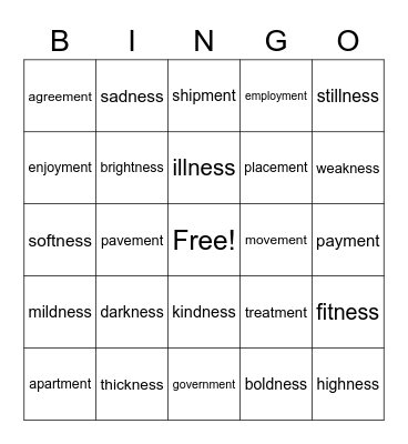 Unit 29 Bingo Card