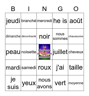 Vocabulaire Pratique Francais 7 Bingo Card