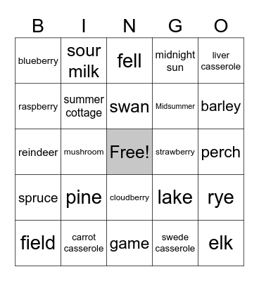 Finland Bingo 2 Bingo Card