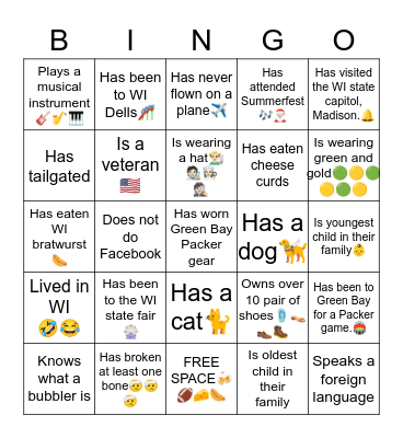 Icebreaker Bingo Card