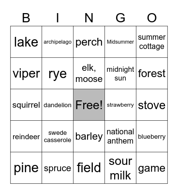 Finland new try 1 Bingo Card