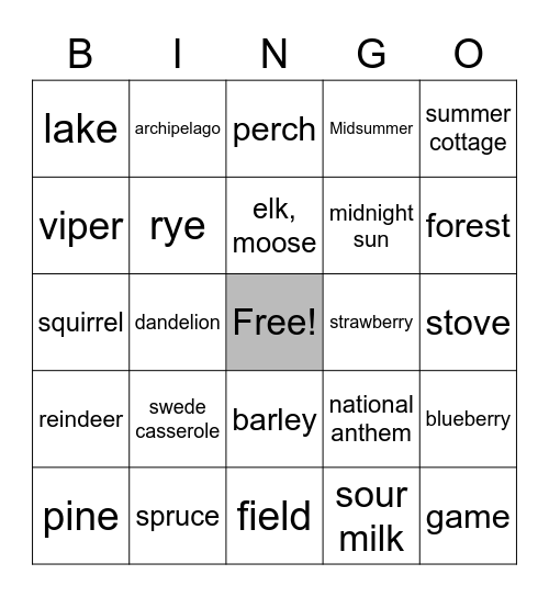 Finland new try 1 Bingo Card